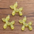 Yellow balloon dog resin charms pendants DIY jewelry accessories crafts 35x38mm pieces - Balloon Dog Style (26E15) / 1 Piece / Yellow