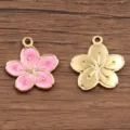 Ciondolo fiore in smalto dorato in acciaio inossidabile variante rosa e metallo fai da te - 20x21mm / N.1 Fiore Rosa Scuro