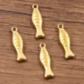 Colgantes de pez pequeño de acero inoxidable dorado para manualidades de joyería DIY, 4 u. - Colgante Pez Vida Marina (19C4-20) / Mediano (6X23mm) / Dorado