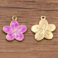Ciondolo fiore di ciliegio smalto rosa in acciaio inossidabile accessorio gioielli DIY - 20x21mm / N.1 Fiore Viola