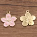Ciondoli di fiori in smalto di acciaio inossidabile dorato per gioielli fai da te - 20x21mm / N.1 Fiore Rosa Chiaro