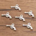 DIY ασημί κράμα πιστόλι όπλο γούρια μενταγιόν για DIY κοσμήματα χειροτεχνίας 6 τεμάχια - Νο.4 Όπλο Αντίκ Ασημί / 14*20mm