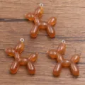 Orange glitter resin balloon dog pendant charms for DIY jewelry making and accessories. - Balloon Dog Style (26E15) / 1 Piece / Brown