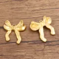 Stainless steel bow pendant gold plated DIY jewelry making accessories for earrings necklace charms - Style 966 Bowknot / 17x19mm / Gold