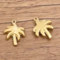 Χρυσά charms φοίνικα από ανοξείδωτο ατσάλι για DIY κολιέ σκουλαρίκια αξεσουάρ κοσμημάτων. - Στυλ Κοκοφοίνικας (946) / 1 Τεμάχιο (11*14mm) / Χρυσό