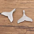 Edelstahl Walflosse Anhänger in Silber DIY Schmuck Accessoire Charm Set 2 Stück - Walschwanzanhänger (936) / 1 Stück (17*18mm) / Stahlfarben