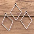 Pendentifs de lunette en losange en acier inoxydable, breloques géométriques DIY pour bijoux fins. - Motif diamant / Grand 16x28mm (1 Pièce) / Acier