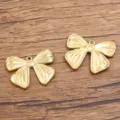 Gold Stainless Steel Bow Pendant DIY Jewelry Making Accessory Craft Charm Set 2 Pcs - Style 967 Bowknot / 20x25mm / Gold