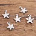 Edelstahl Seestern Anhänger für DIY Schmuckherstellung, silberne Meer Charms 5Stk. - Seesternanhänger (945) / 1er Pack (10*12mm) / Stahlfarben