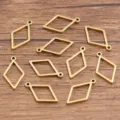 Pendentifs en acier inoxydable losange ouvert pour fabrication de bijoux DIY artisanat - Motif diamant / Petit 9x17mm (1 Pièce) / Or