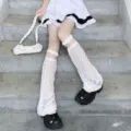 Weiße spitze Beinwärmer für Damen, süße japanische JK Stil ausgestellte Sockenabdeckungen. - Einheitsgröße / Ajour-Spitzenborte, Weiß