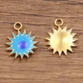 Pendentif soleil en acier inoxydable doré accessoires de bijoux DIY pour colliers. - Style n° 4 Soleil / 1 Pièce (15x19mm) / Bleu