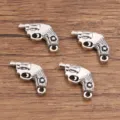 Ασημένια μεταλλικά charms πιστόλι για DIY κατασκευή κοσμημάτων, μικρά μενταγιόν. - Νο.15 Πιστόλι / 13X15mm / Αντίκα Ασημί