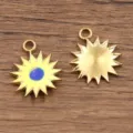 Pendentif soleil en acier inoxydable doré avec émail jaune et bleu pour bijoux DIY élégants. - Style n° 4 Soleil / 1 Pièce (15x19mm) / Jaune