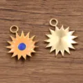 Pendentif Soleil Acier Inoxydable Émail Orange Bleu Doré Accessoire Bijou DIY 1p - Style n° 4 Soleil / 1 Pièce (15x19mm) / Orange