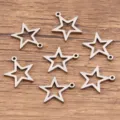 Pendentifs creux en étoile en acier inoxydable bijoux bricolage géométrique composants - Pentagramme / Petit 13x15mm (1 Pièce) / Acier