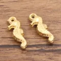 Edelstahl Gold Seepferdchen Anhänger DIY Schmuck Zubehör Ozean Leben Accessoires - Seepferdchen-Anhänger (950) / 1 Stück (5*14mm) / Gold