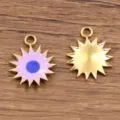 Pendentif soleil émail or en acier inoxydable accessoire de bijoux bricolage brillant - Style n° 4 Soleil / 1 Pièce (15x19mm) / Violet