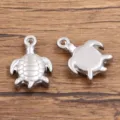 Edelstahl Schildkröte Anhänger Charm für DIY Schmuckherstellung, langlebiges Meeresbiologie Zubehör. - Schildkrötenanhänger (951) / 1 Stück (11*16mm) / Stahlfarben