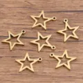 Pendentifs etoiles creuses en acier inoxydable pour la fabrication de bijoux DIY. - Pentagramme / Petit 13x15mm (1 Pièce) / Or