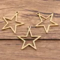 Pendentif étoile en acier inoxydable doré breloque géométrique creuse pour fabrication bijoux - Étoile (Grand) / 1 Pièce (20x23x1.2mm) / Or