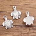 Edelstahl Meeresschildkroete Anhaenger fuer DIY Schmuckherstellung und Bastelprojekte. - Schildkrötenanhänger (952) / 1 Piece (12*17mm) / Stahlfarben