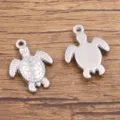 Edelstahl Meeresschildkröte Anhänger für DIY Schmuckherstellung Metall Meeres Tiere. - Schildkrötenanhänger (953) / 1 Stück (15*20mm) / Stahlfarben