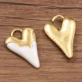 Pendentif cœur émaillé or en acier inoxydable accessoires de bijoux DIY pour artisanat. - 16x25mm / No.5 Cœur Blanc