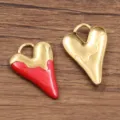 Pendentif cœur en émail doré en acier inoxydable accessoires de bijoux DIY pour colliers. - 16x25mm / No.5 Cœur Rouge
