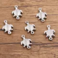 Edelstahl Schildkröte Anhänger Verbinder für DIY Schmuckherstellung Basteln Set 6 Stk - Schildkrötenanhänger (954) / 1 Stück (11*18mm) / Stahlfarben