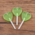 DIY green heart lollipop resin charms acrylic pendants for bracelet bag jewelry making decor - Heart / 21x46mm (1 Piece) / Green