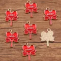 Ciondoli in metallo a forma di lecca-lecca cuore smalto rosso con testo amore per fai da te - Stile 7 Lecca-lecca Cuore (LOVE) / 17x23mm / Rosso
