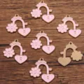 Pink Enamel Heart Flower Alloy Charms DIY Jewelry Pendant Accessories Variant Style - No. 7 (19E1) / 25X27mm / Pink