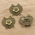 Antike Bronze Herz Multi-Loch DIY Schmuckverbinder Legierung Anhänger Basteln Teile - Typ 11 Verbinder / 31*32mm