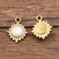 Edelstahl Sonnen Anhänger Weißer Stein DIY Halskette Schmuck Charms Zubehör 1Stk - Sonnenstrahlen-Stil / 1个装 (16x19mm) / Weiß