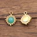 Edelstahl Naturstein Sonnen Anhänger DIY Halskette Ohrring Schmuck Zubehör 1 Stück - Sonne-Stil / 1个装 (16x19mm) / Grün