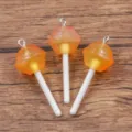 Orange lollipop resin charms diy acrylic pendants bracelet jewelry making craft accessories 3pcs - Round / 15x41mm (1 Piece) / Orange