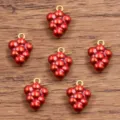 Rote traube frucht anhänger 3d edelstahl tropfen öl diy schmuck herstellung zubehör - Traube (Nr. 1) / 1 Stück (10x15mm) / Rot