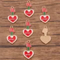 Ciondolo per gioielli in lega fai-da-te con cuore di rosa smaltato rosso per artigianato - Stile 8 Cuore Rosa (LOVE) / 15x28mm / Rosso