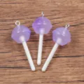Purple round lollipop resin charms DIY acrylic pendant for bracelet jewelry making accessory - Round / 15x41mm (1 Piece) / Purple