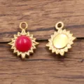 Edelstahl Sonnen-Anhänger mit rotem Naturstein, DIY Halskette Schmuck Zubehör Teil. - Sonne-Stil / 1个装 (16x19mm) / Rot