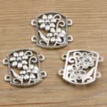 DIY Antik Silber Blumen Legierung Schmuck Verbinder Mehrloch Basteln Zubehoer Teile - Typ 15 Verbinder / 28*29mm (3.7g)