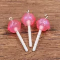 Pink lollipop resin charms DIY acrylic pendant for jewelry making bracelets bag decoration - Round / 15x41mm (1 Piece) / Pink