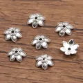 Antiek zilver bloem kraalkapjes legering afstandshouder bedels voor DIY sieraden maken - Holle Bloemstijl (1317) / 3*9mm / Antiek Zilver
