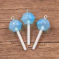 Blue Lollipop Resin Pendant DIY Craft Accessory for Bracelet Bag Hanging Charm Style - Round / 15x41mm (1 Piece) / Blue