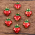 Edelstahl rote Erdbeere Emaillierter Anhänger Charms für DIY Schmuckherstellung Zubehör - 双面草莓(3号) / 11x15mm