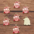 Valentine Gnome Alloy Pendant DIY Jewelry Accessory Red Glitter XOXO Enamel Charm - No. 9 (19E1) / 16x22mm / Pink