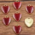 Ciondolo a cuore glitterato rosso in lega accessori gioielli fai da te amore - Stile 9 Cuore Glitterato / 14x18mm / Rosso