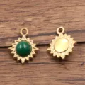 Edelstahl Naturstein Sonnen Anhänger, grüner Edelstein DIY Schmuck Zubehör Variante. - Sonne-Stil / 1个装 (16x19mm) / Dunkelgrün