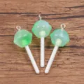 Green lollipop resin charm pendant DIY acrylic accessories for bracelet bag decoration 3pcs - Round / 15x41mm (1 Piece) / Green